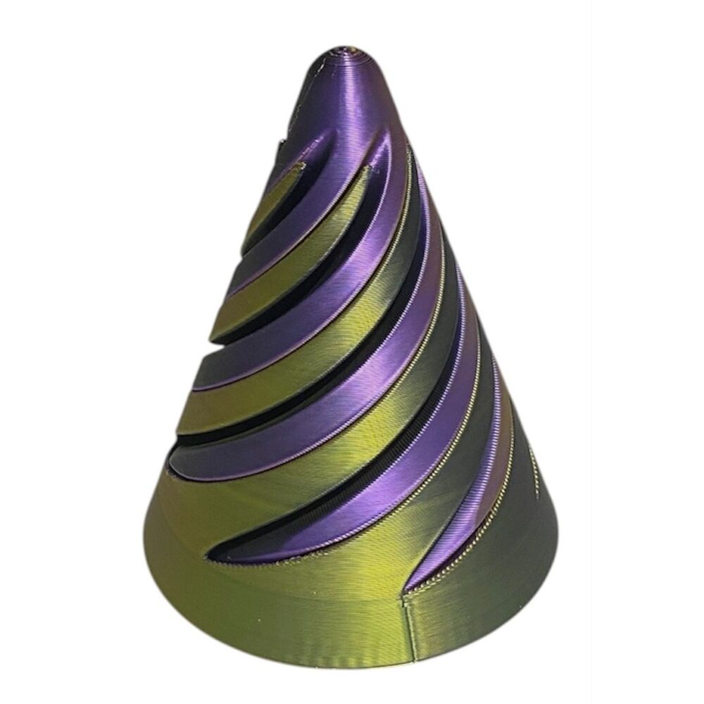 Pass Through Fidget Cone - 3-1/2" x 3" - Black / Gold / Purple - #3012-56